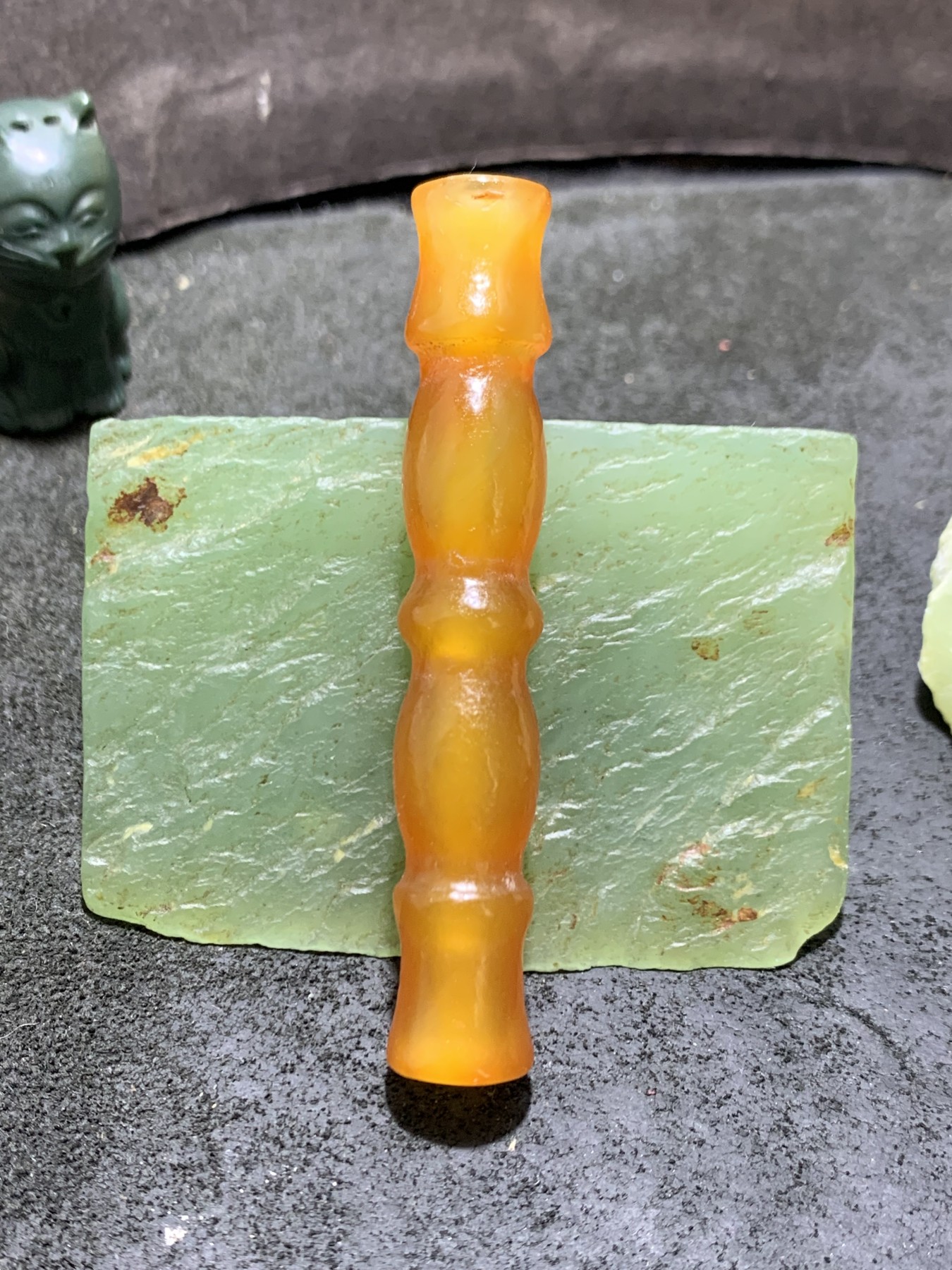 精美风化纹高玉化竹节大桶珠一颗
