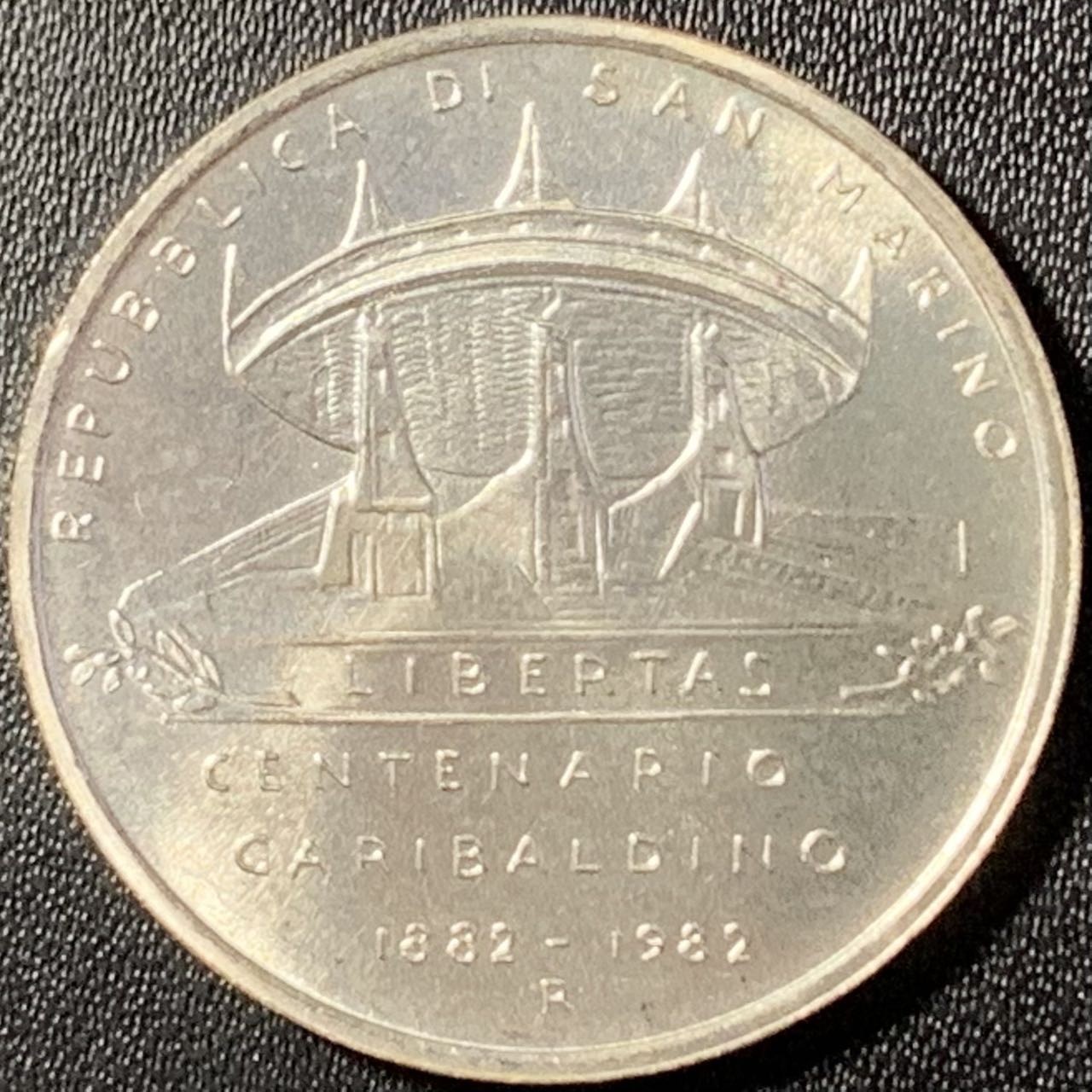 紫瑗钱币——第288期拍卖 圣马力诺 1982年 加里波第 1000里拉 14.6克 0.835银 UNC