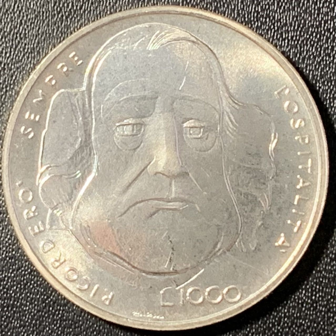 紫瑗钱币——第288期拍卖 圣马力诺 1982年 加里波第 1000里拉 14.6克 0.835银 UNC