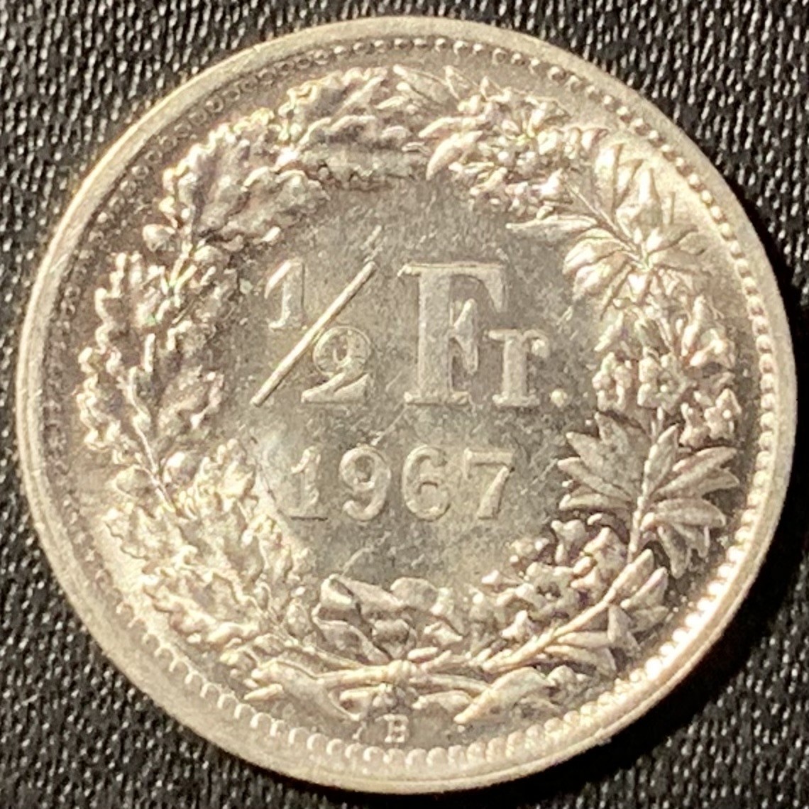 紫瑗钱币——第307期拍卖 瑞士 1967年 赫尔维蒂亚 1/2法郎 2.5克 0.835银 UNC