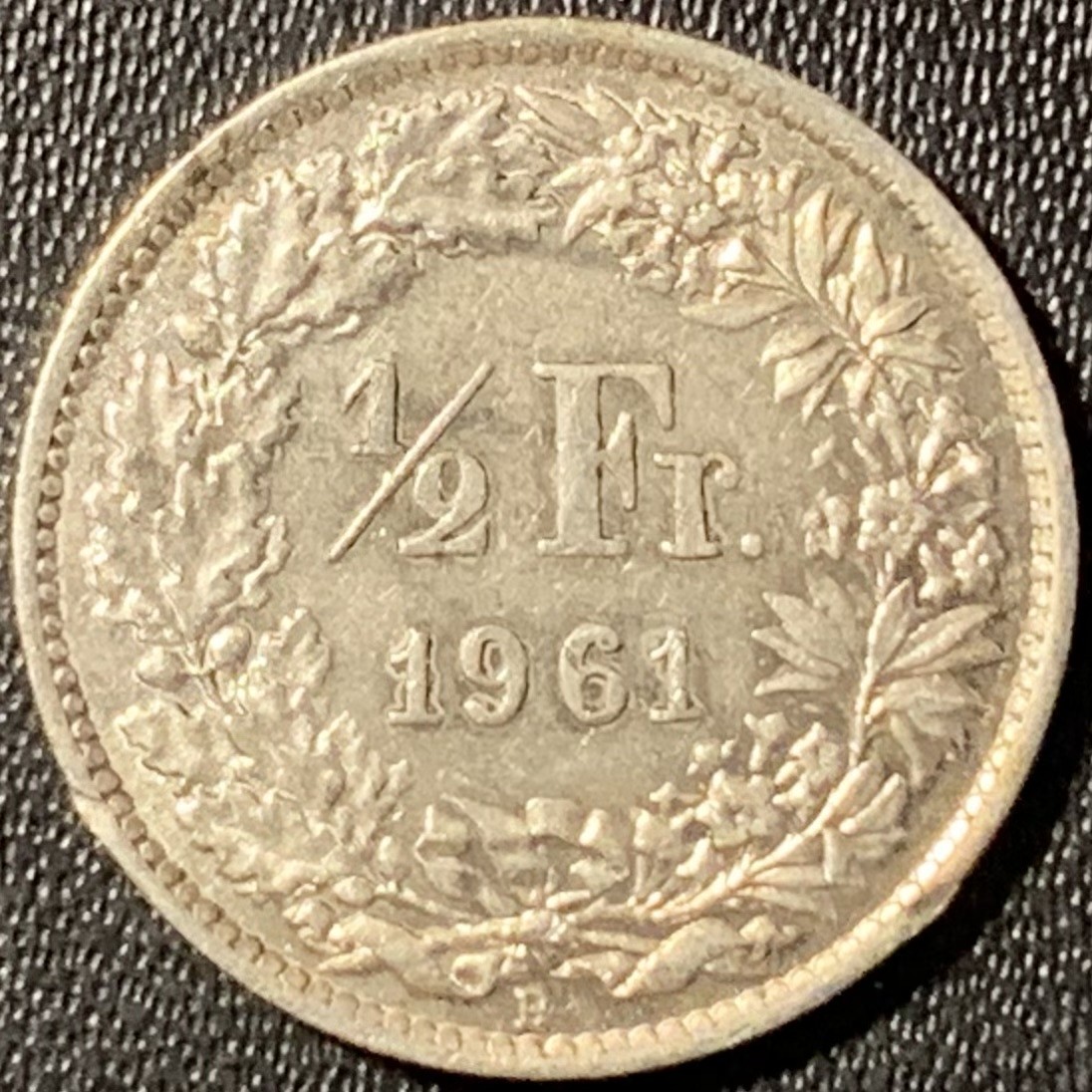 紫瑗钱币——第288期拍卖 瑞士 1961年 赫尔维蒂亚 1/2法郎 2.5克 0.835银
