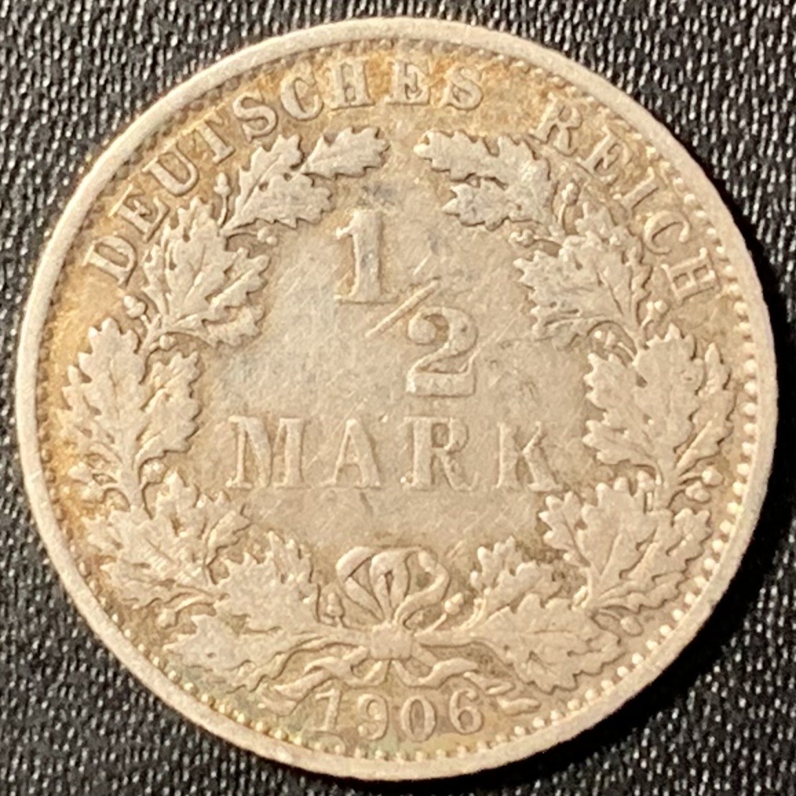 紫瑗钱币——第307期拍卖 德国 1906年 E版 第二帝国 1/2马克 银币 2.77克 0.9银