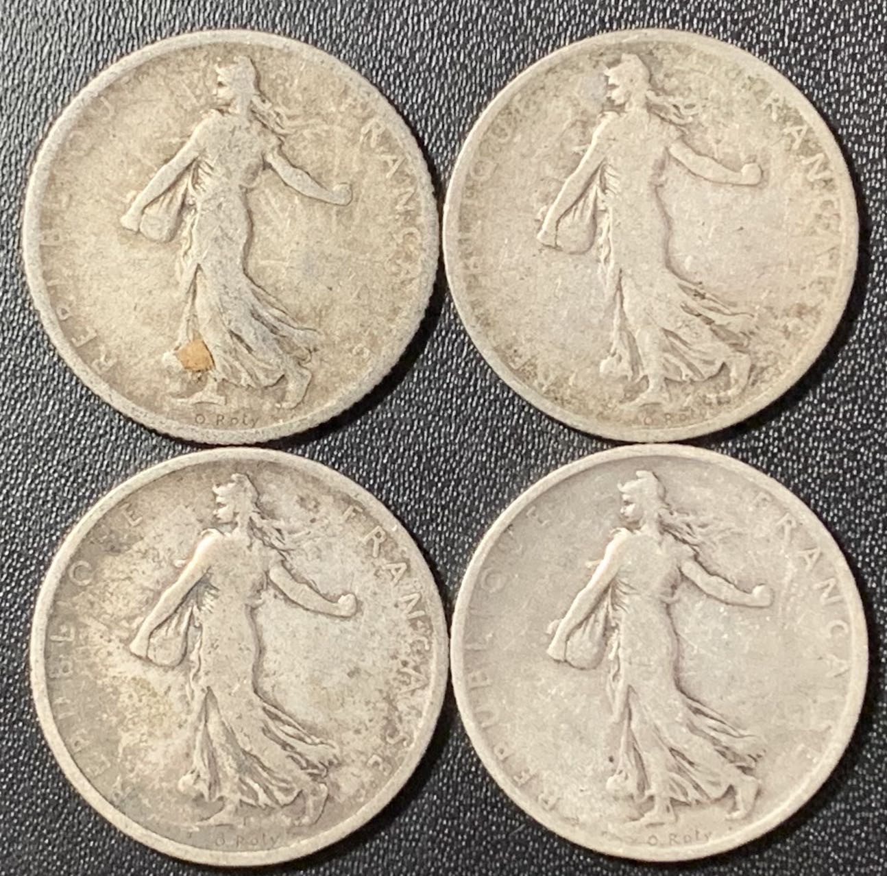 紫瑗钱币——第288期拍卖 法国 1898 1899年 播种女神 1法郎 4枚一组 共20克 0.835银