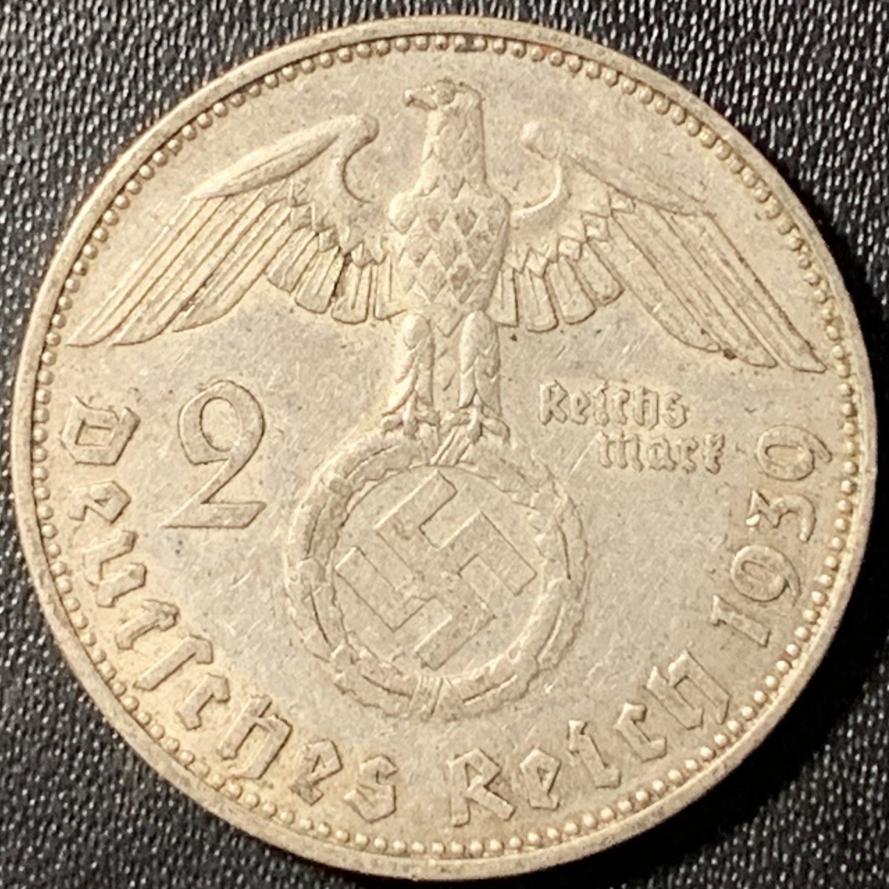 紫瑗钱币——第307期拍卖 德国 1939年 J版 兴登堡 字符 2马克 8克 0.625银