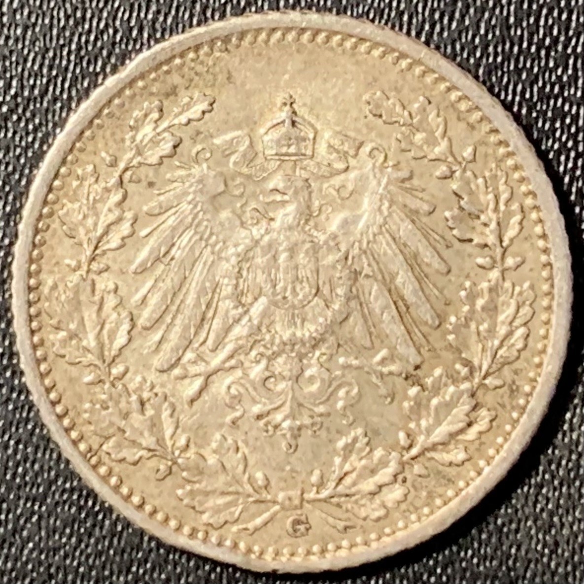 紫瑗钱币——第288期拍卖 德国 1905年 G版 第二帝国 1/2马克 银币 2.77克 0.9银