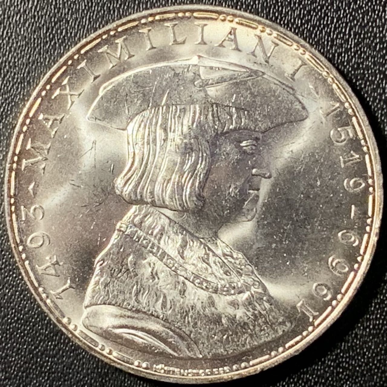 紫瑗钱币——第288期拍卖 奥地利 1969年 马克西米安诞辰450周年 50先令 20克 0.9银 UNC