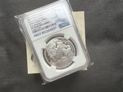 【币观天下】第228期钱币拍卖 - 2021 法国 拉封丹 10欧元银币 ngc70