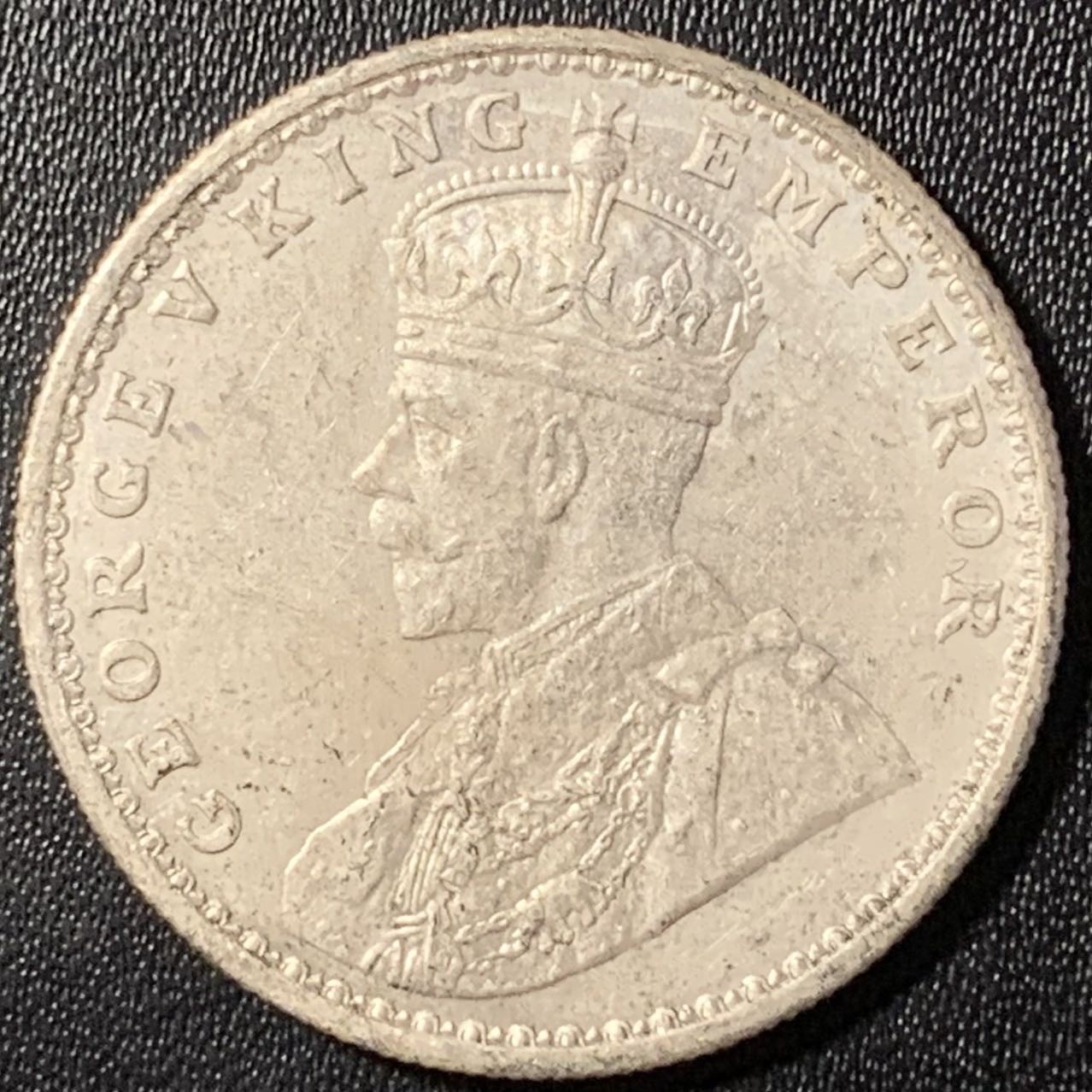 紫瑗钱币——第326期拍卖 英属印度 B版 1913年 乔治五世 1卢比 11.67克 0.917银 UNC