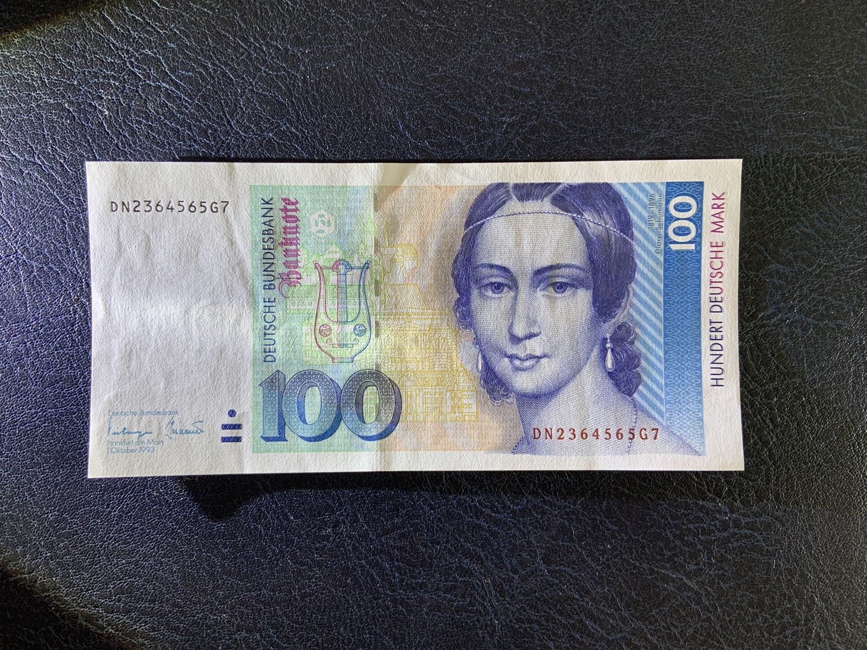 收藏联盟Quantum Auction 第274期拍卖 爱神维纳斯的故乡-塞浦路斯 德国联邦1993年100马克 品相UNC- 钢琴家克拉拉.舒曼