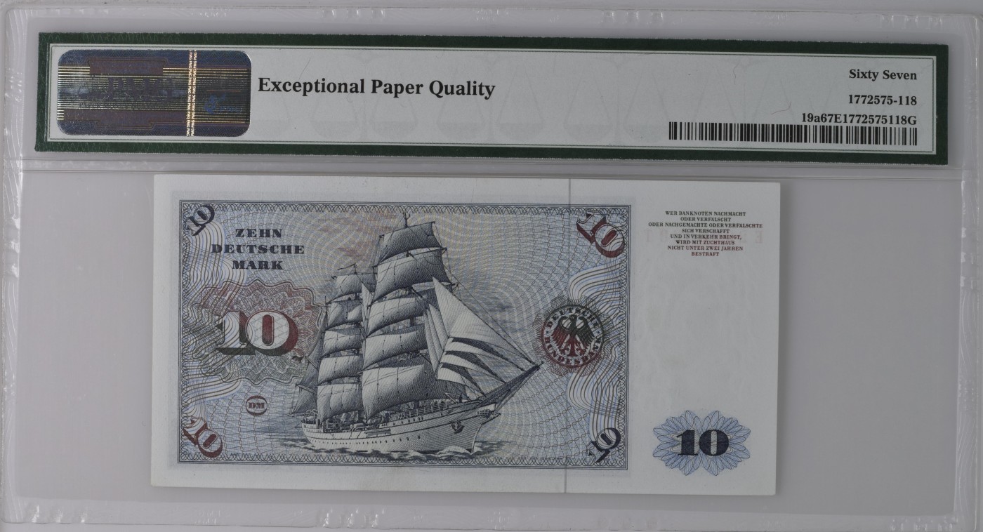 收藏联盟Quantum Auction 第274期拍卖 爱神维纳斯的故乡-塞浦路斯 德国联邦1960年10马克 PMG67 首发年份 号码无47