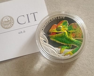 【币将精彩】世界钱币拍卖拍卖（2026-5-6） 库克2020年大自然的光彩变色龙弧面银币带证书包装