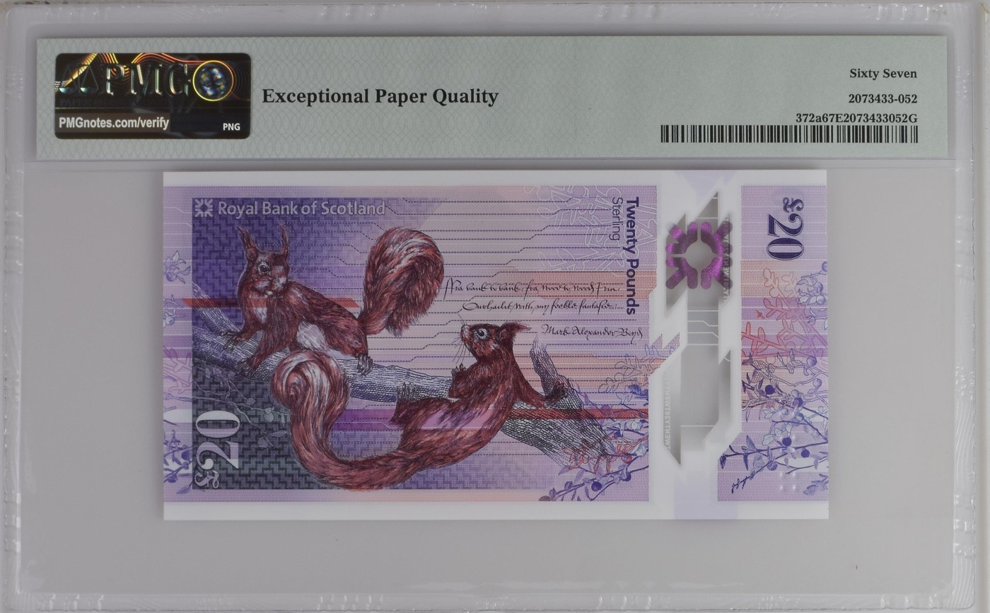 收藏联盟Quantum Auction 第274期拍卖 爱神维纳斯的故乡-塞浦路斯 苏格兰皇家银行2019年20镑  PMG67 首发AA冠 号码无4 