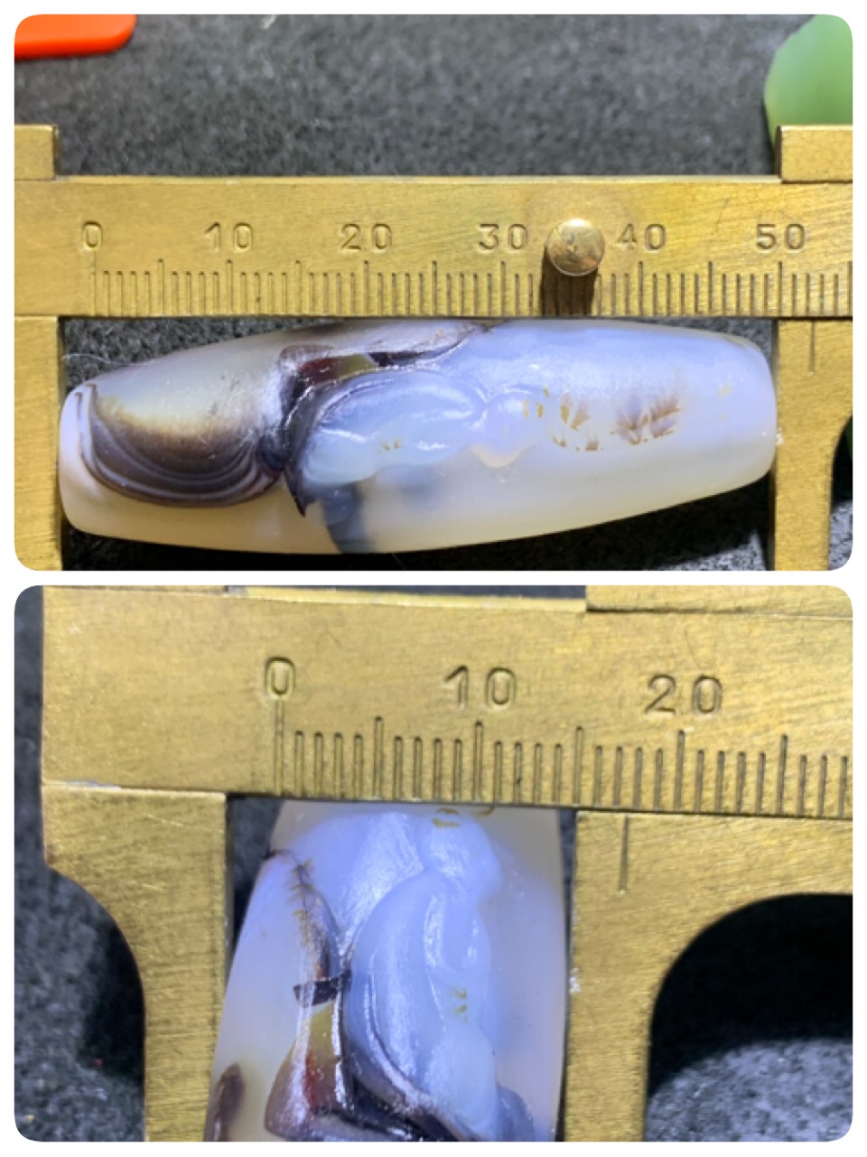 精美高玉化亚光海洋玉髓手工俏色巧雕求仙问道意境大桶珠一个