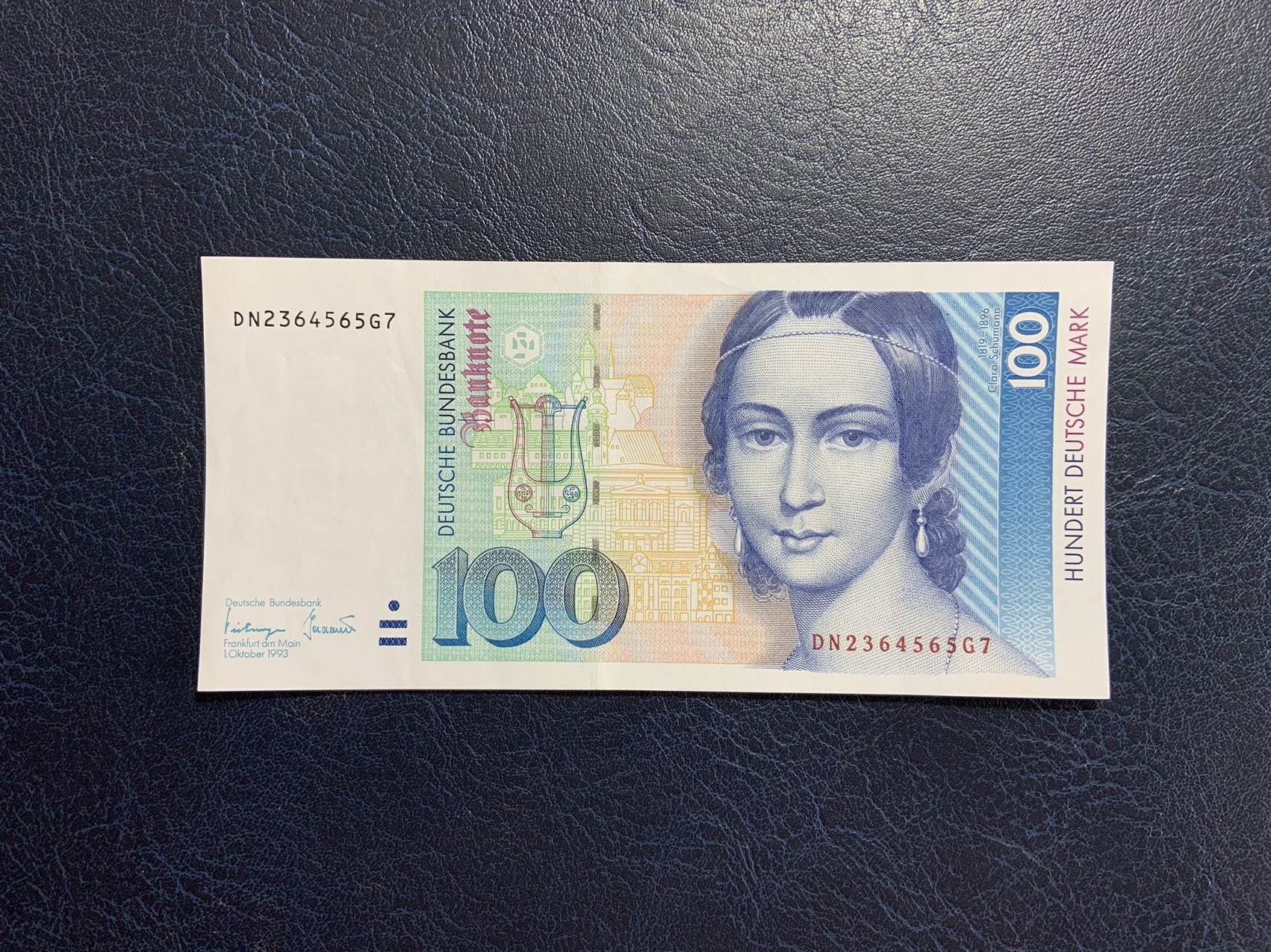 收藏联盟Quantum Auction 第274期拍卖 爱神维纳斯的故乡-塞浦路斯 德国联邦1993年100马克 品相UNC- 钢琴家克拉拉.舒曼