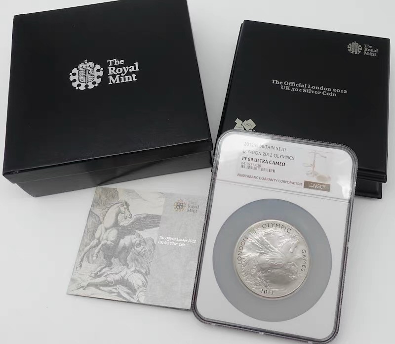 【金钰满堂钱币】拍卖第七期 福利多多 大家多多捧场 获奖英国2012年伦敦奥运5盎司飞马银币NGC70分满分 带盒证