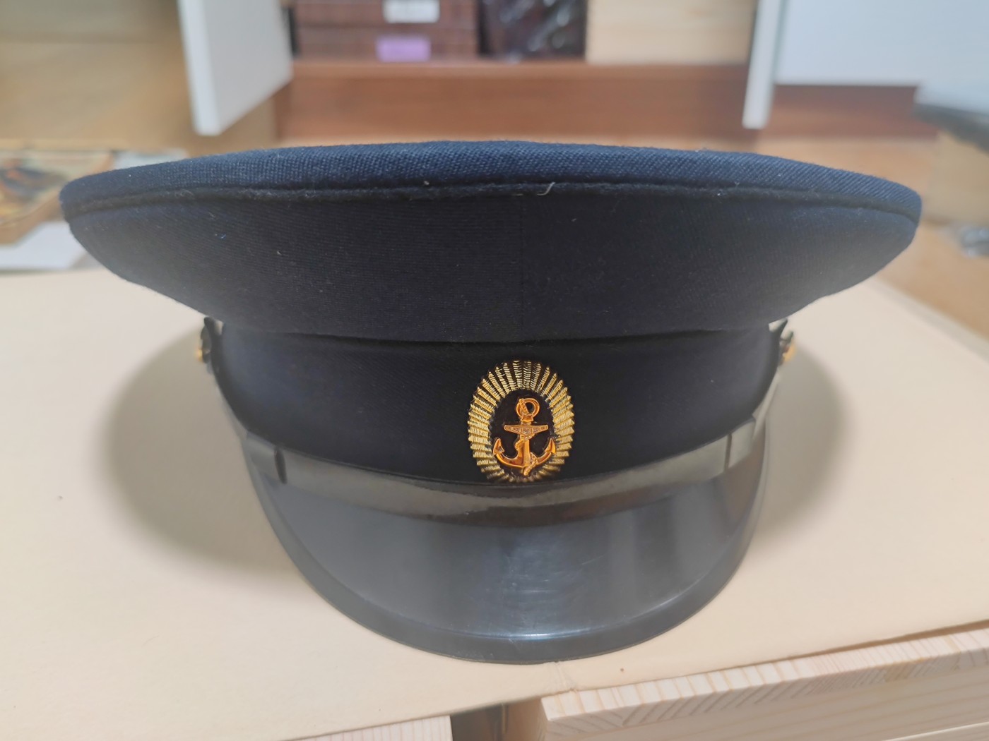 苏联解体后1992年乌克兰海军大檐帽（帽徽去掉了原苏联海军的红星） 敖德萨工厂出品 库存品未使用 62cm头围大码福利