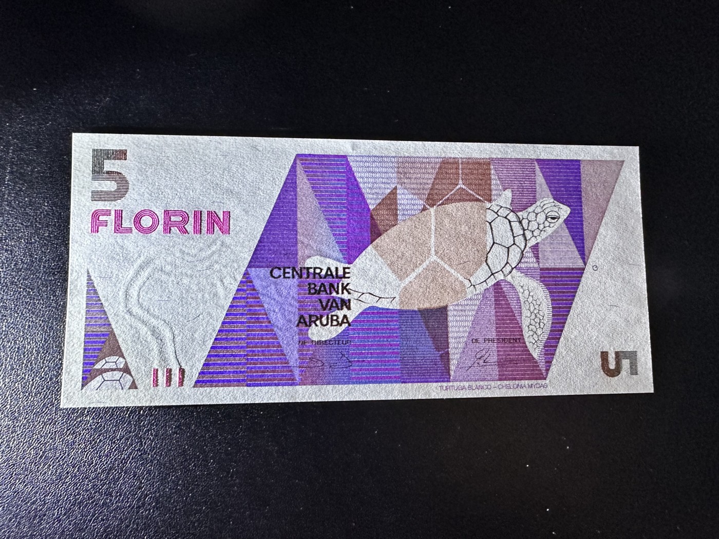 《外钞收藏家》第二百八十四期（连拍第一场） 阿鲁巴5弗罗林纸币1990年 全新