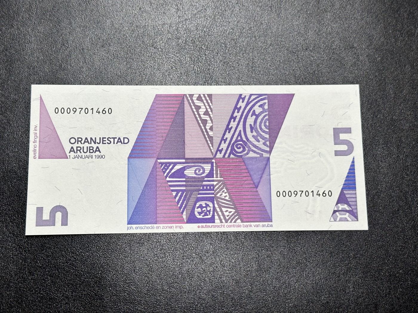 《外钞收藏家》第二百八十四期（连拍第一场） 阿鲁巴5弗罗林纸币1990年 全新