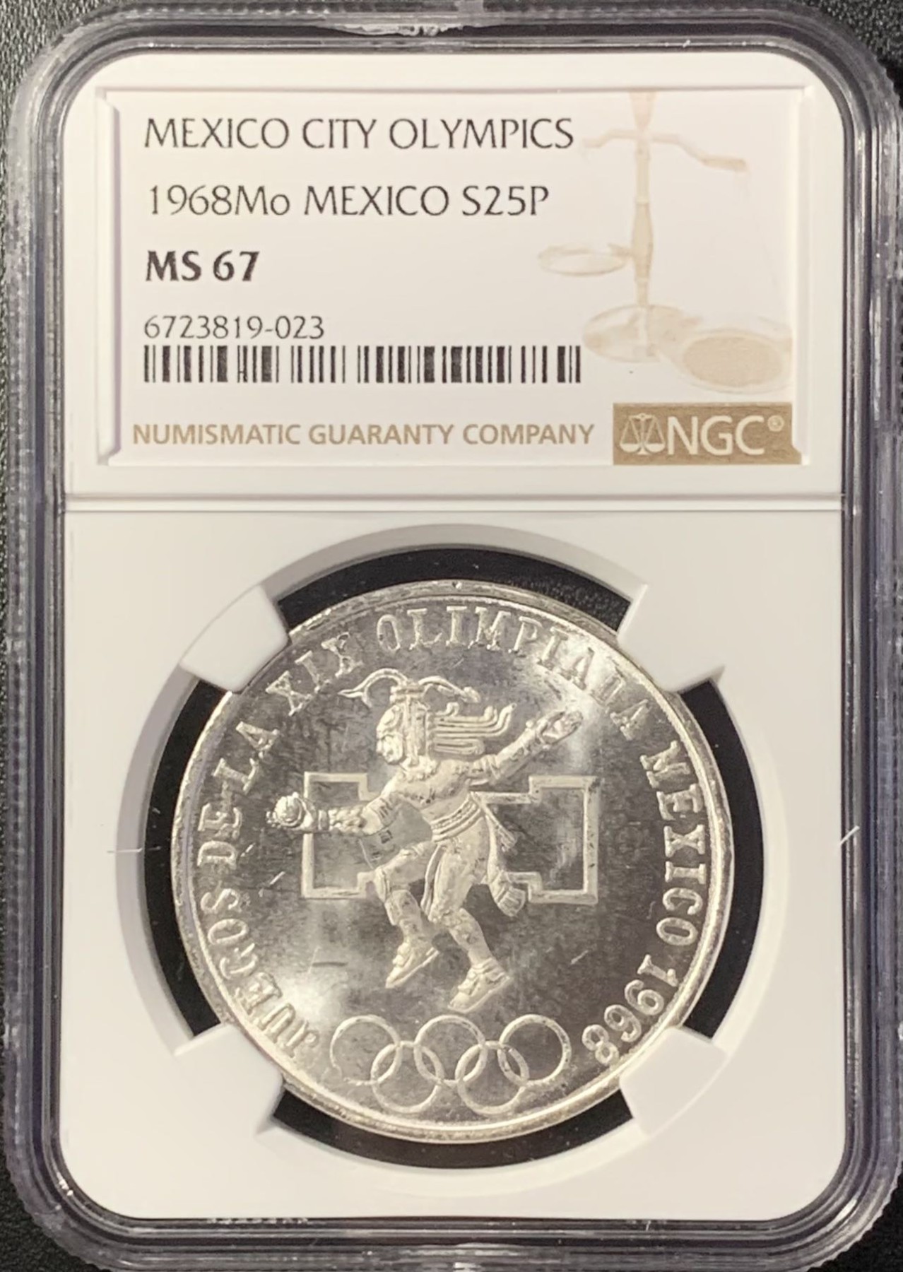 紫瑗钱币——第288期拍卖 墨西哥 1968年 墨西哥城奥运会 25比索 银币 NGC MS67