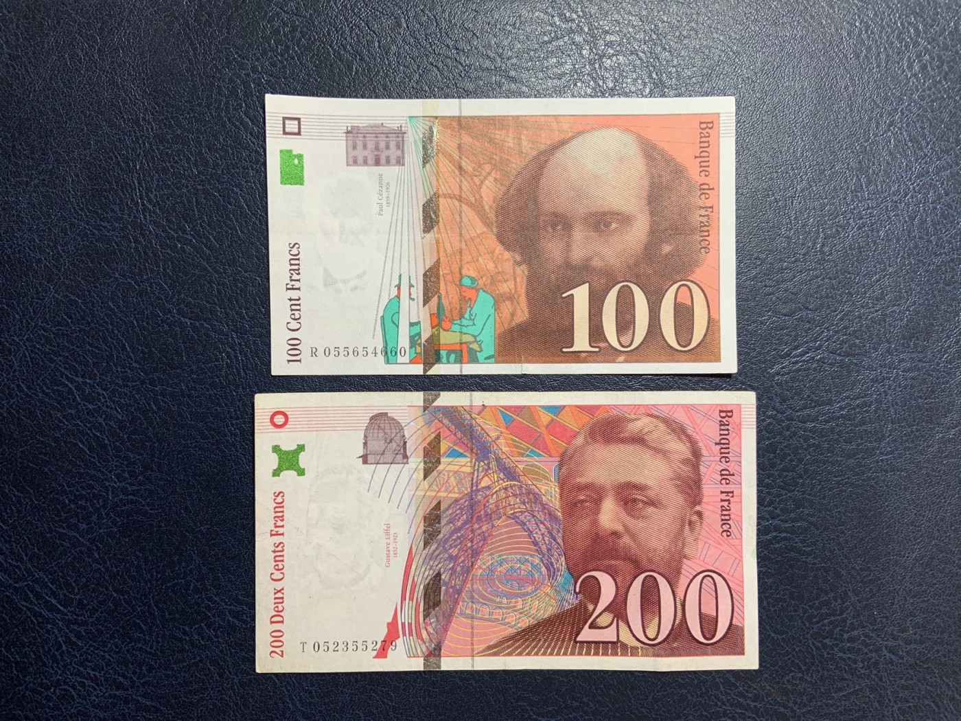 收藏联盟Quantum Auction 第274期拍卖 爱神维纳斯的故乡-塞浦路斯 法国1998年100和1997年200法郎 品相如图 画家塞尚和埃菲尔铁塔设计师 