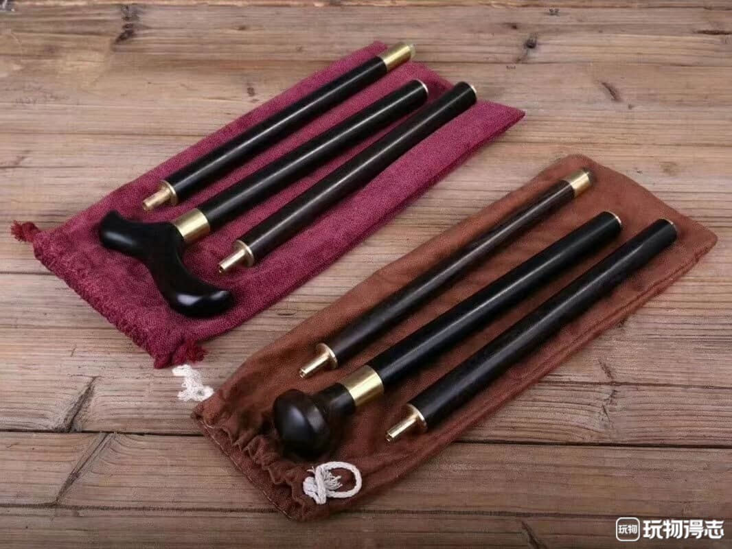 紫光檀可拆卸文明棍一支（两款任选一种）