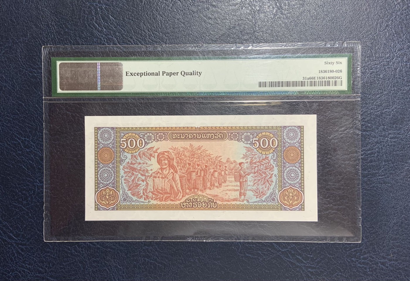 收藏联盟Quantum Auction 第274期拍卖 爱神维纳斯的故乡-塞浦路斯 老挝1988年500基普 PMG66 号码无457 