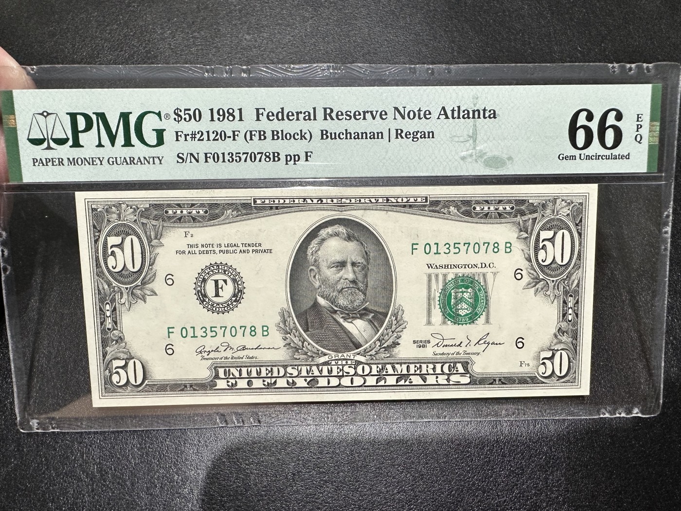 《外钞收藏家》第二百八十四期（连拍第一场） 1981年美国 50美元 PMG66