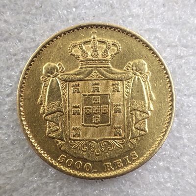 巴斯克收藏第139期 精选银币、评级币、金币 7月18/19/20号三场连拍 全场包邮 - 葡萄牙1867年5000瑞斯金币 8.87克900金