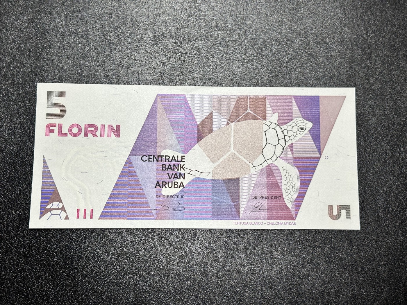 《外钞收藏家》第二百八十四期（连拍第一场） 阿鲁巴5弗罗林纸币1990年 全新