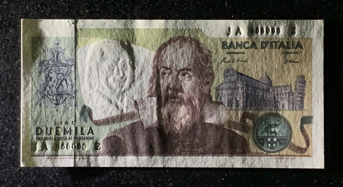 紫瑗钱币——第289期拍卖——纸币场 意大利 1973年 伽利略·伽利雷 2000里拉 UNC