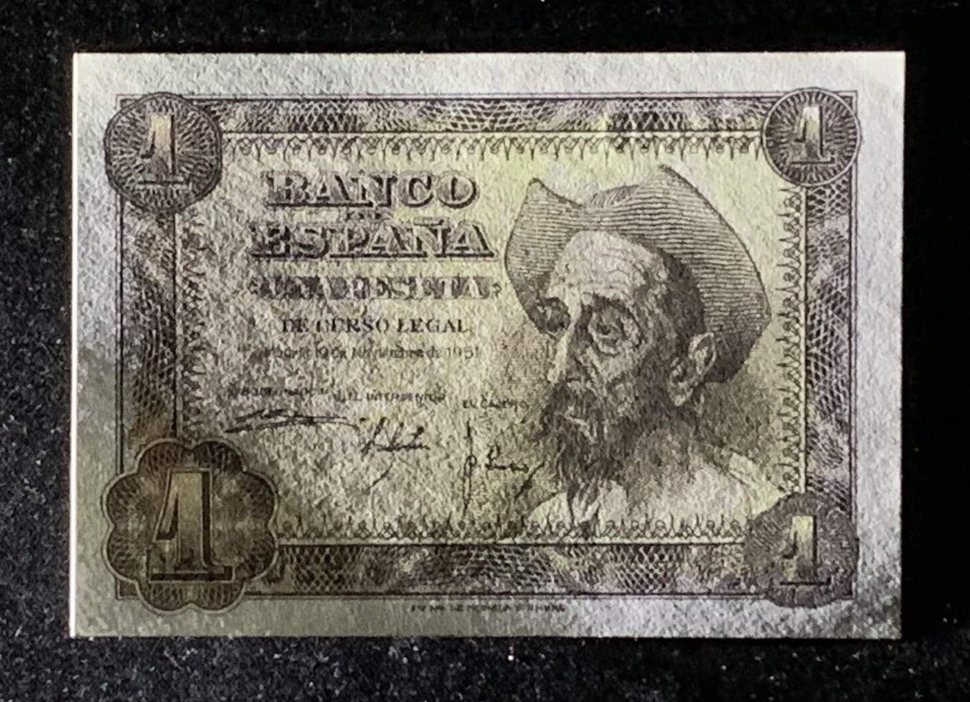 紫瑗钱币——第289期拍卖——纸币场 西班牙 1951年 唐吉坷德 1比塞塔 UNC