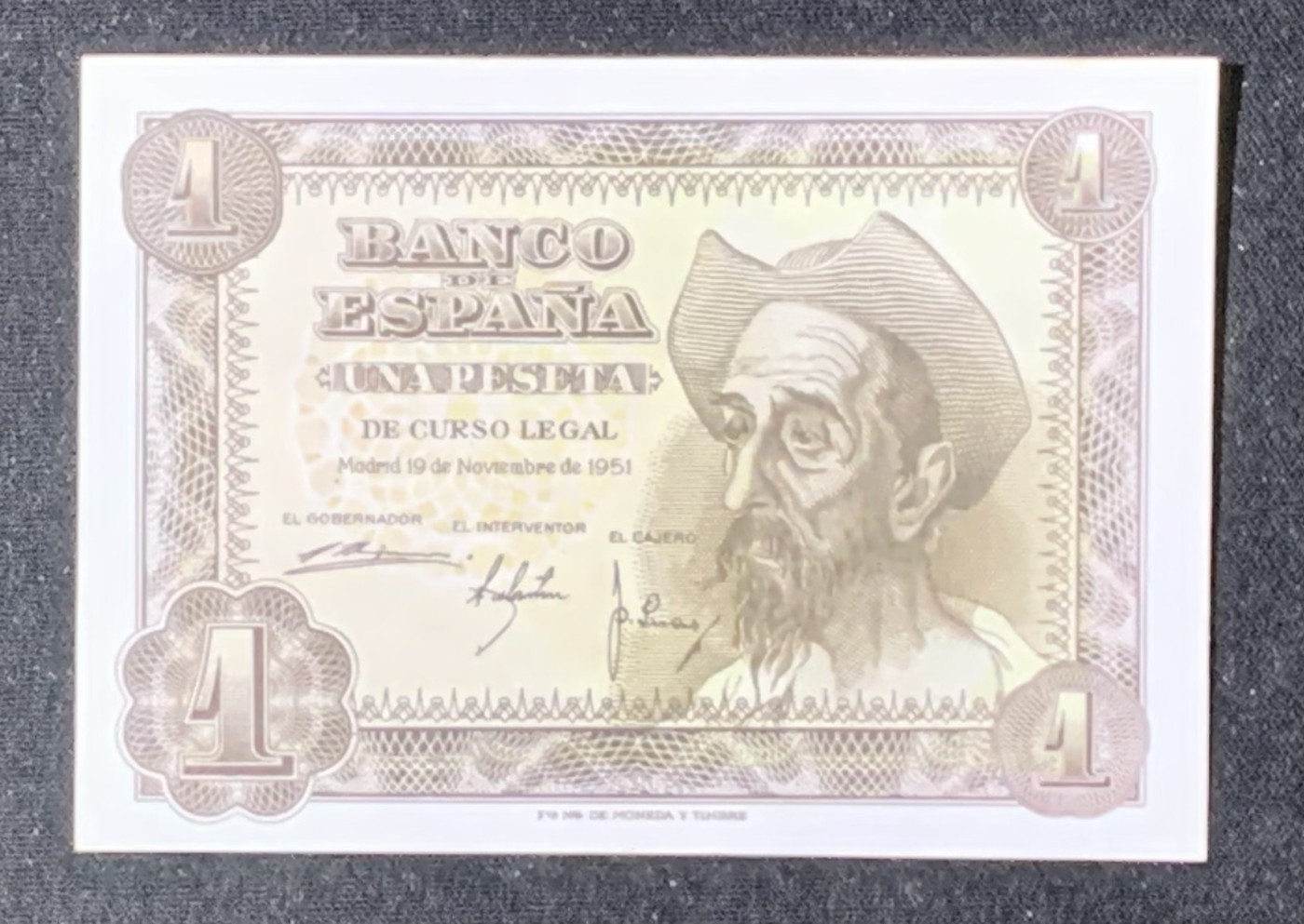 紫瑗钱币——第289期拍卖——纸币场 西班牙 1951年 唐吉坷德 1比塞塔 UNC