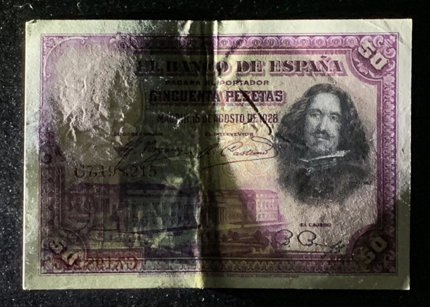 紫瑗钱币——第306期拍卖 西班牙 1928年 油画《布雷达的献城》50比塞塔 流通品