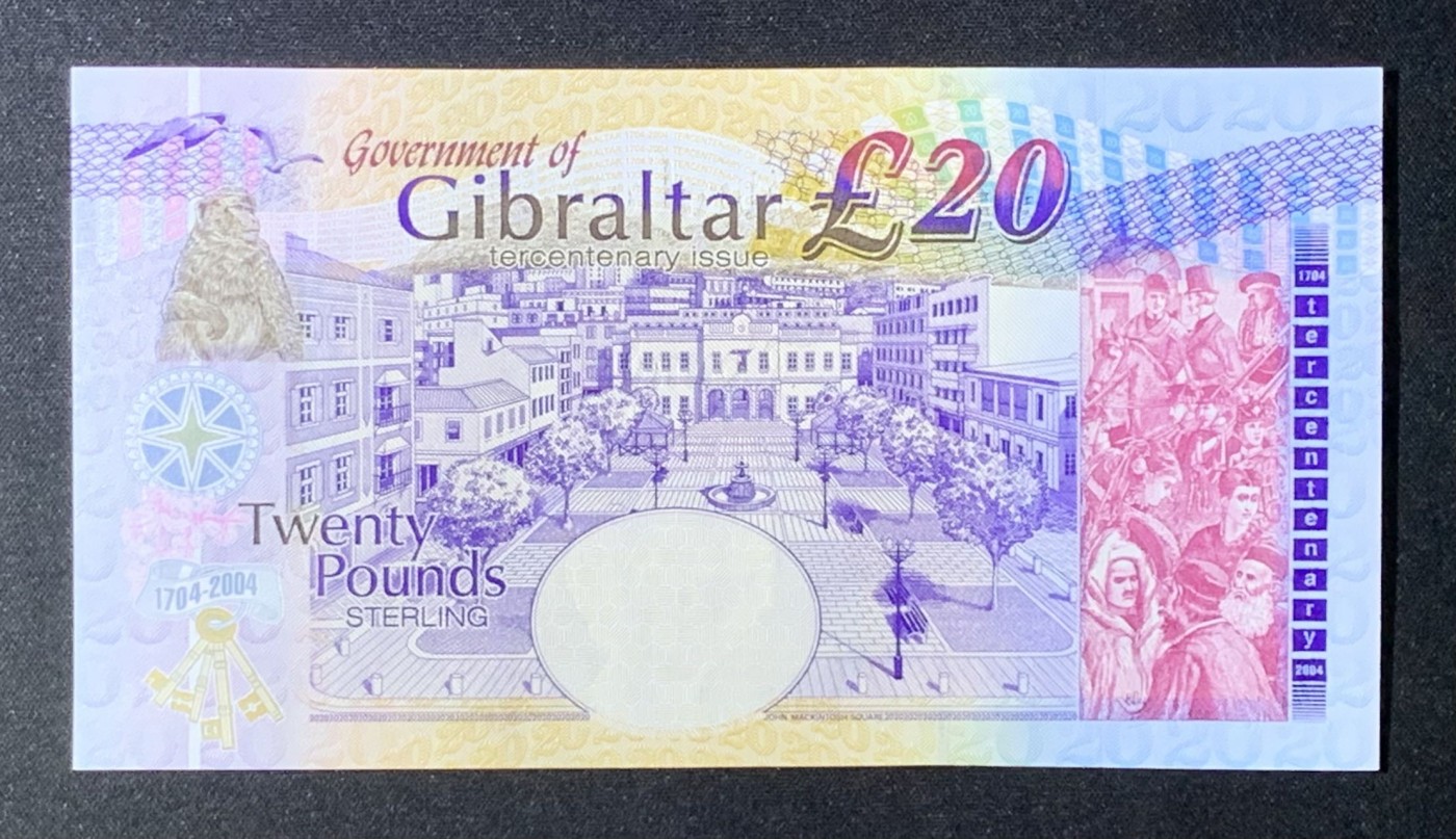 紫瑗钱币——第289期拍卖——纸币场 直布罗陀 2004年 伊丽莎白二世 占领直布罗陀300周年 纪念钞 20磅 UNC