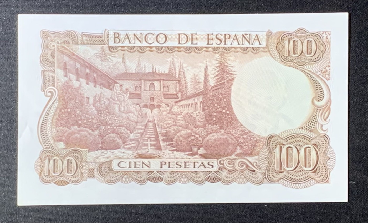 紫瑗钱币——第289期拍卖——纸币场 【近乎全通7】西班牙 1970(1974)年 曼努埃尔·德法拉 100比塞塔 UNC