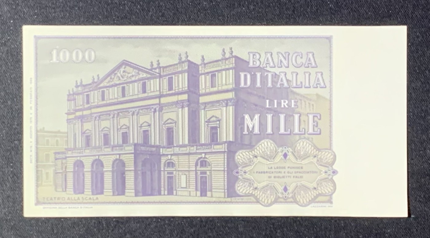 紫瑗钱币——第306期拍卖 意大利 1975年 朱塞佩·威尔第 1000里拉 UNC