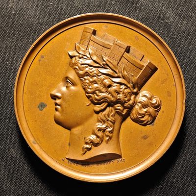 【德藏】世界币章拍卖第25期-章牌专场拍卖 - 19世纪 德国 汉堡女神 53mm 大铜章 名家LOOS作品