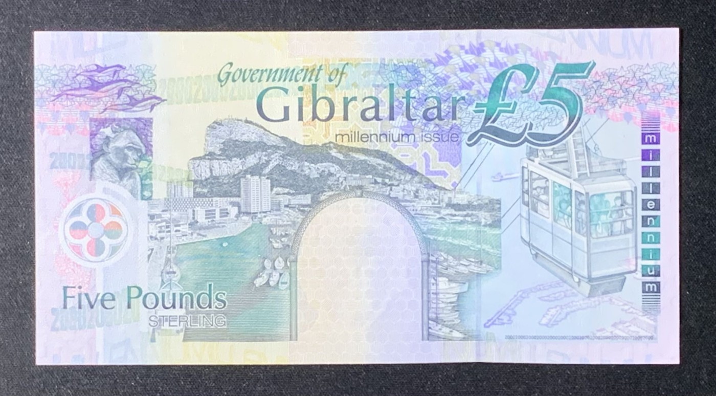 紫瑗钱币——第306期拍卖 直布罗陀 2000年 伊丽莎白二世 千禧年纪念钞 5磅 UNC