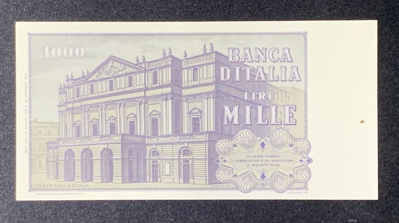 紫瑗钱币——第289期拍卖——纸币场 意大利 1977年 朱塞佩·威尔第 1000里拉 UNC