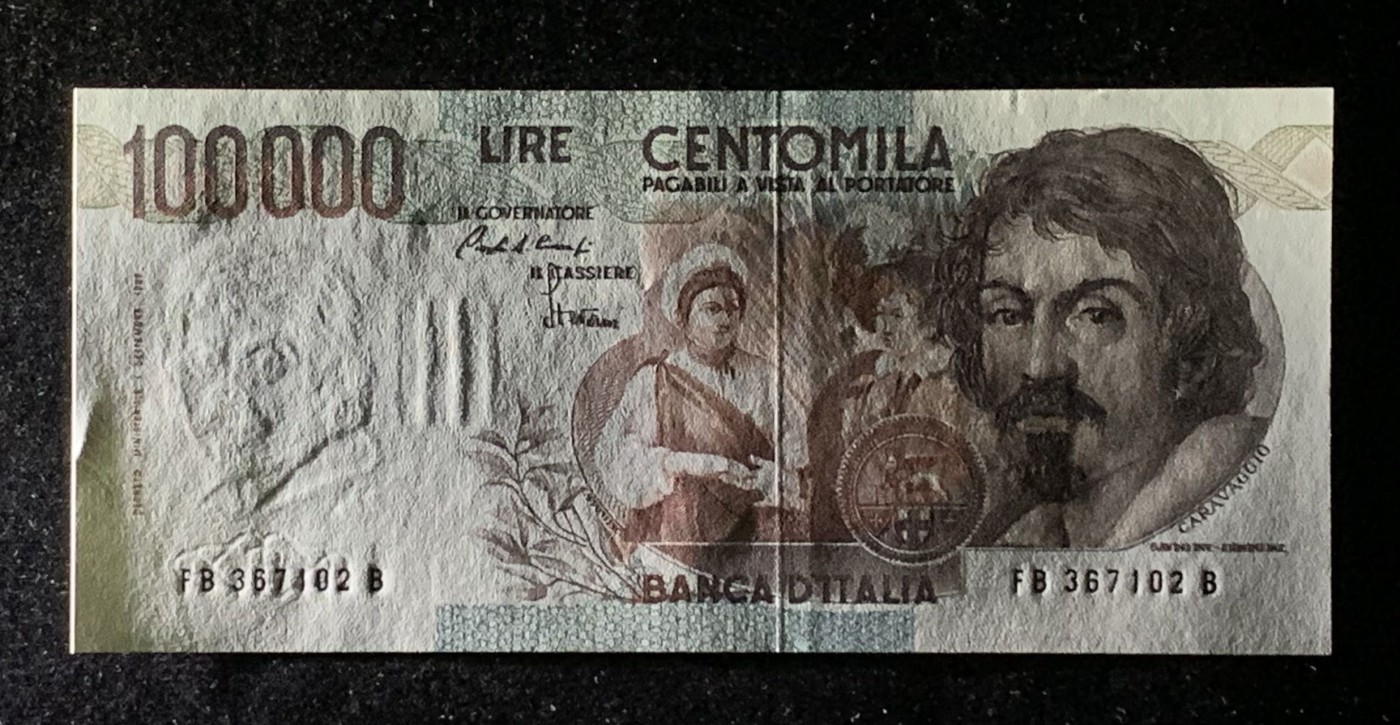 紫瑗钱币——第306期拍卖 意大利 1983年 达·卡拉瓦乔 水果篮 初版 100000里拉 UNC