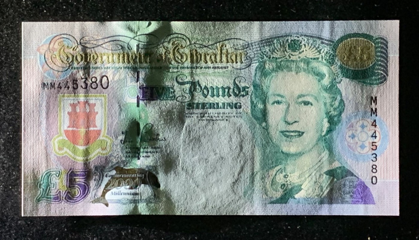 紫瑗钱币——第306期拍卖 直布罗陀 2000年 伊丽莎白二世 千禧年纪念钞 5磅 UNC