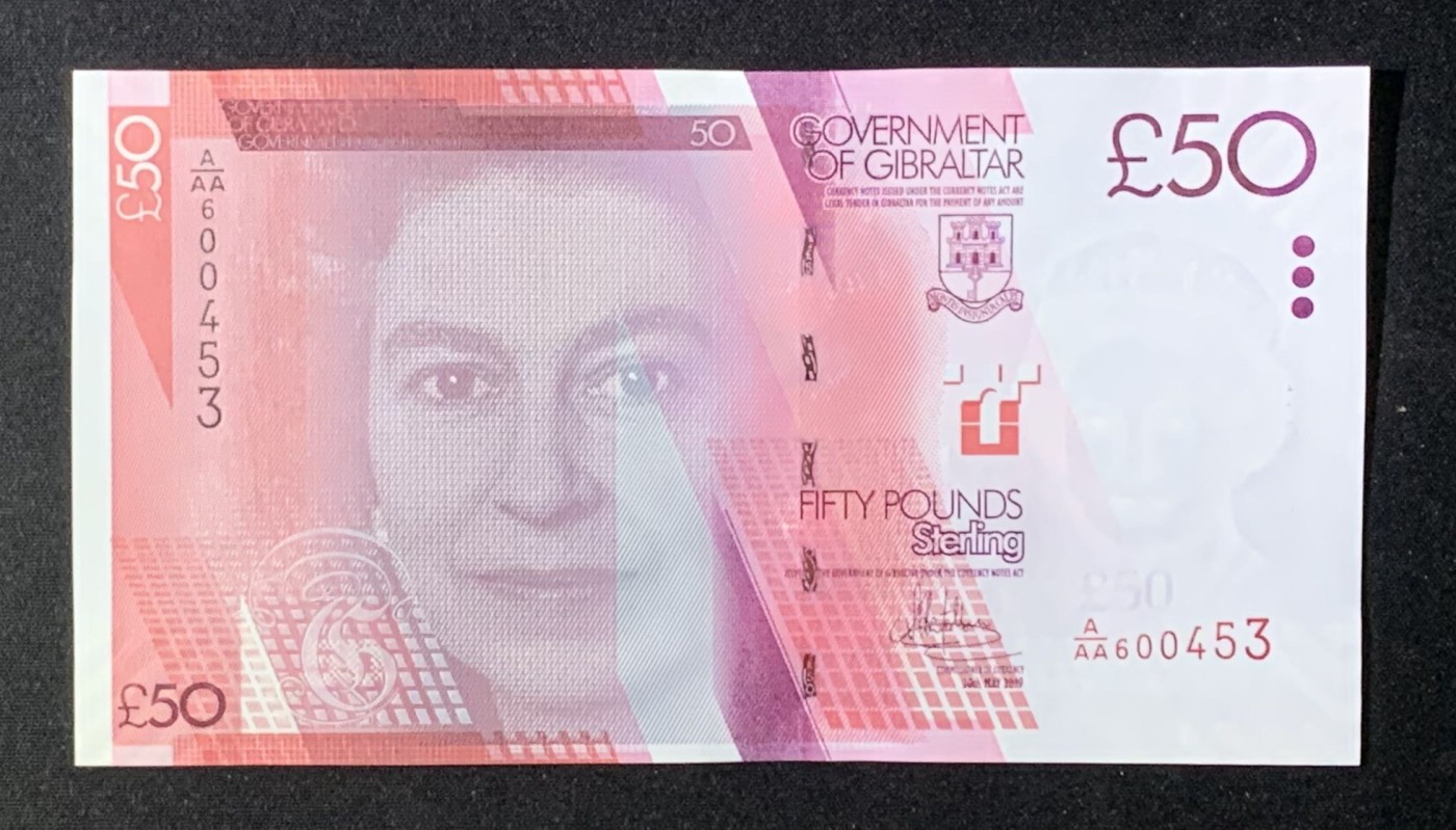 紫瑗钱币——第289期拍卖——纸币场 【AA冠】直布罗陀 2019年 伊丽莎白二世 50磅 UNC