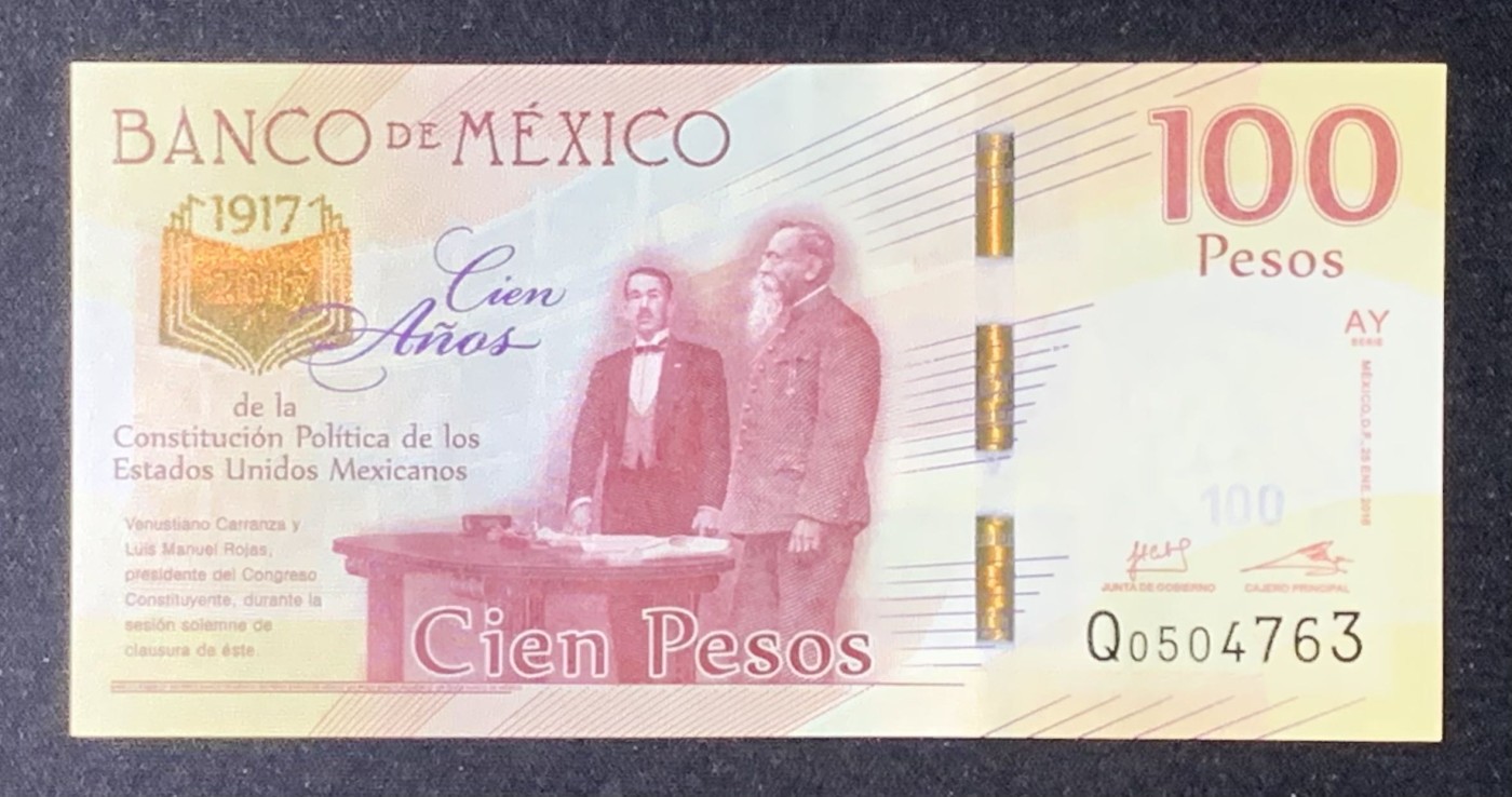 紫瑗钱币——第289期拍卖——纸币场 墨西哥 2017年 宪法颁布100周年 100比索 UNC
