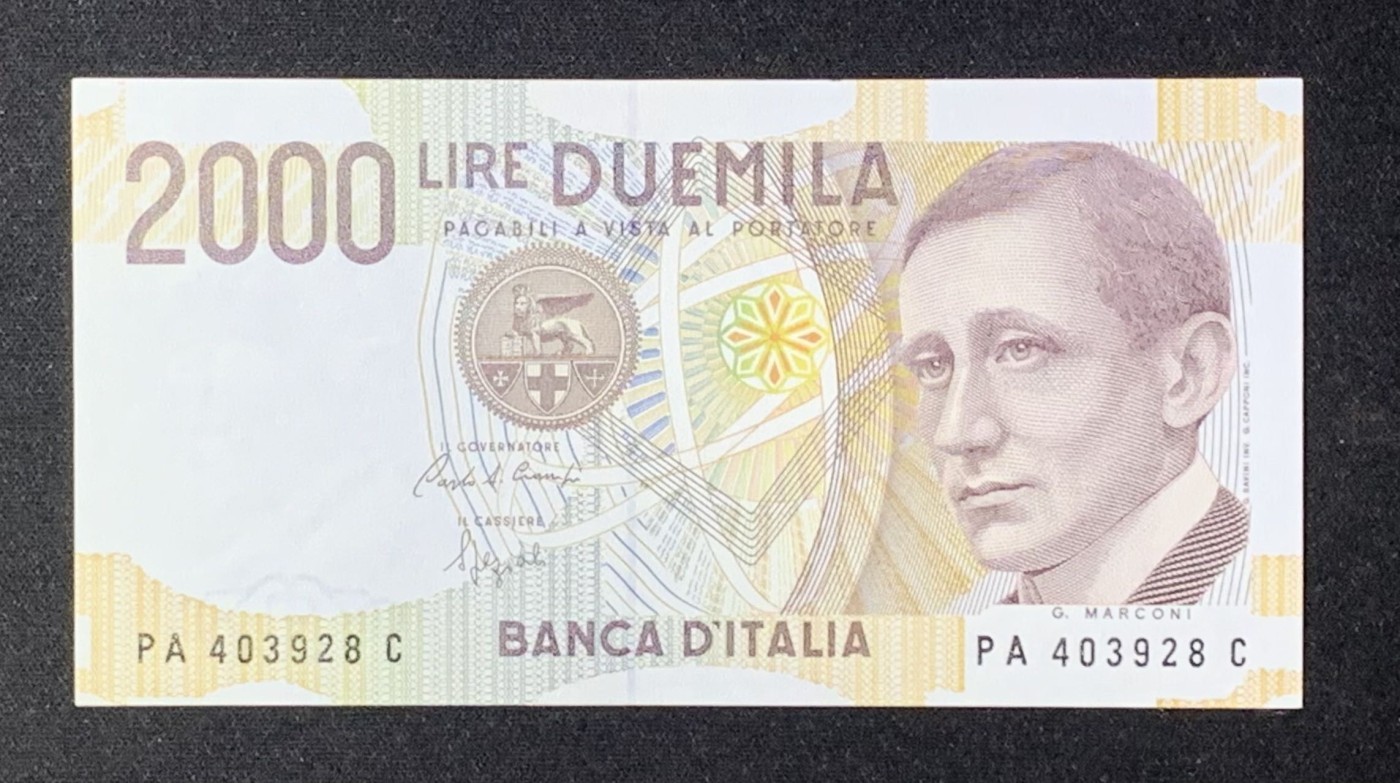 紫瑗钱币——第289期拍卖——纸币场 意大利 1990年 伽利尔摩·马可尼 末版 2000里拉 UNC
