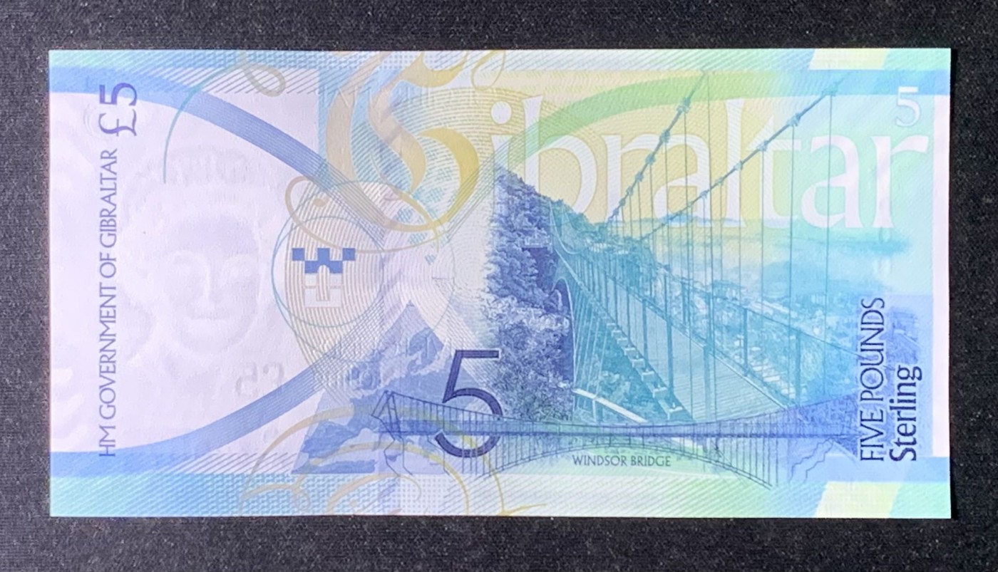 紫瑗钱币——第289期拍卖——纸币场 【百位号】直布罗陀 2020年 伊丽莎白二世 5磅 UNC