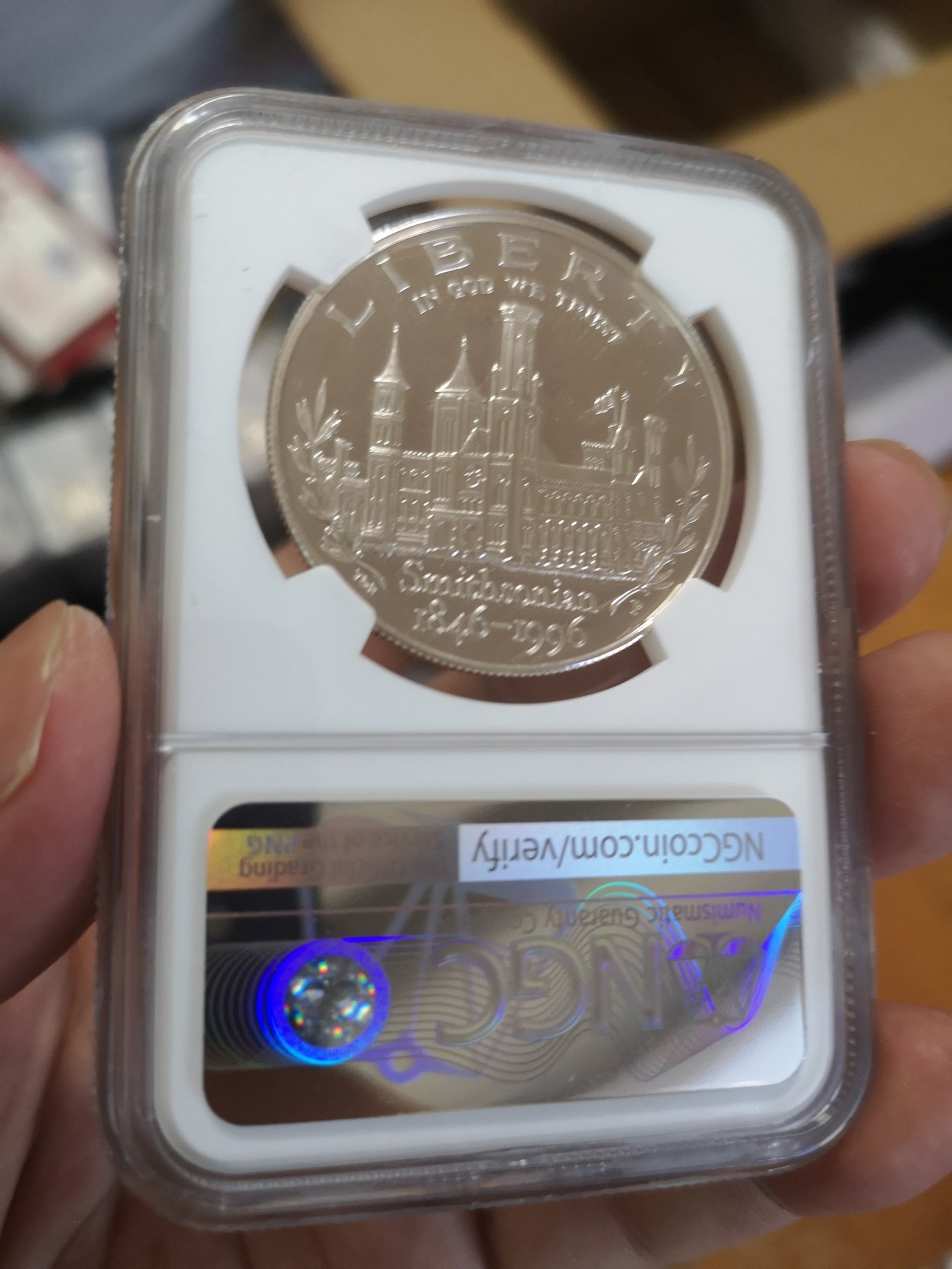 长老汇第17场儿童年评级币 1996P美国史密森研究院1美元银币，NGC PF67