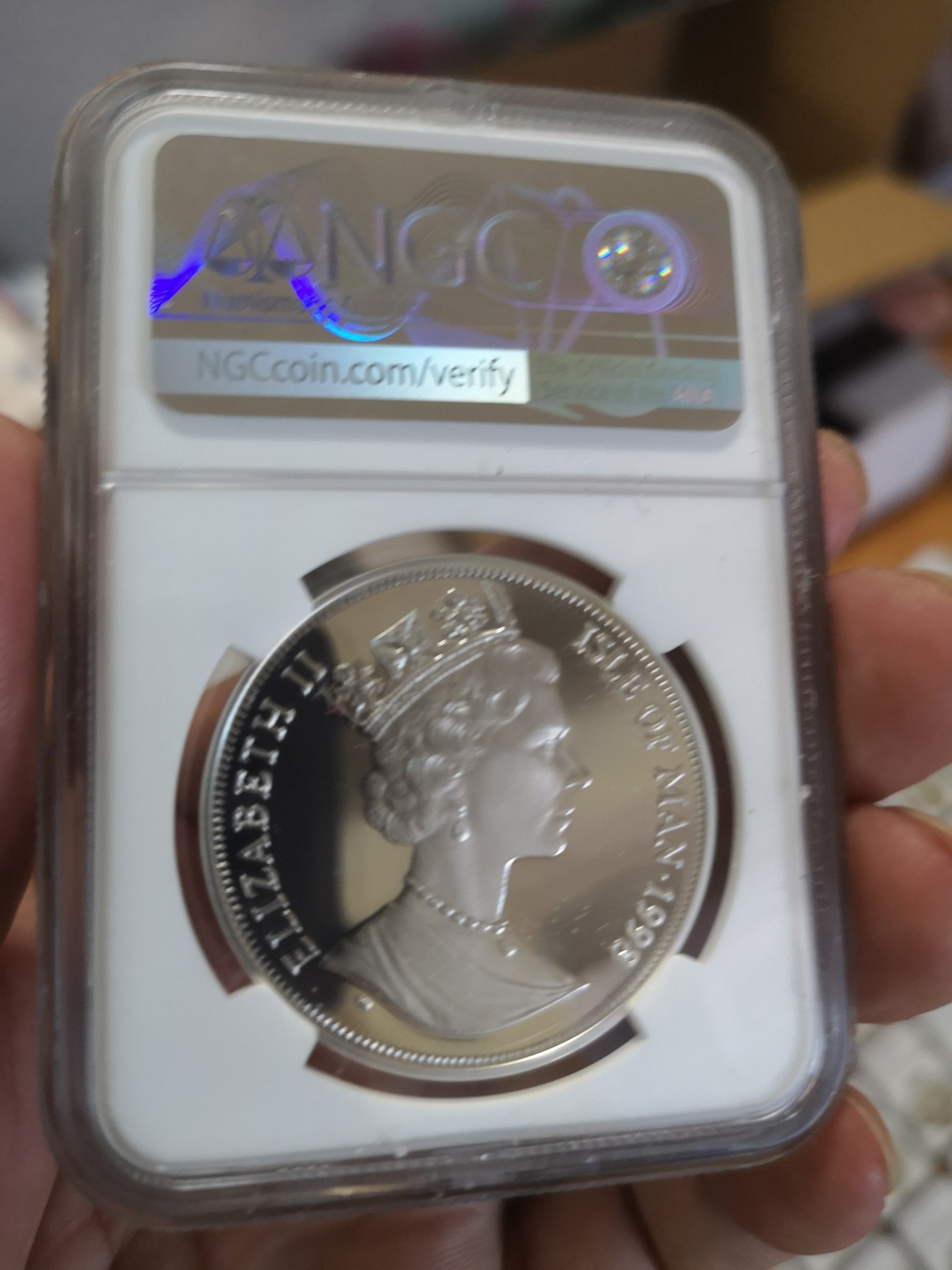 长老汇第17场儿童年评级币 1998马恩岛马可波罗1克朗精制银币，NGC PF68UC