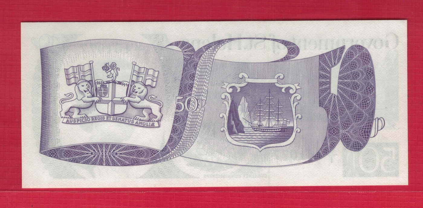 圣赫勒拿岛50便士 1979年 P-5 无4 77双尾 非洲纸币 实物图 UNC