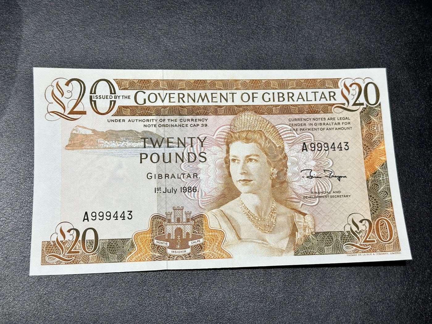 《外钞收藏家》第二百八十五期（连拍第二场）英国及英属专场 直布罗陀20镑 A冠  全新