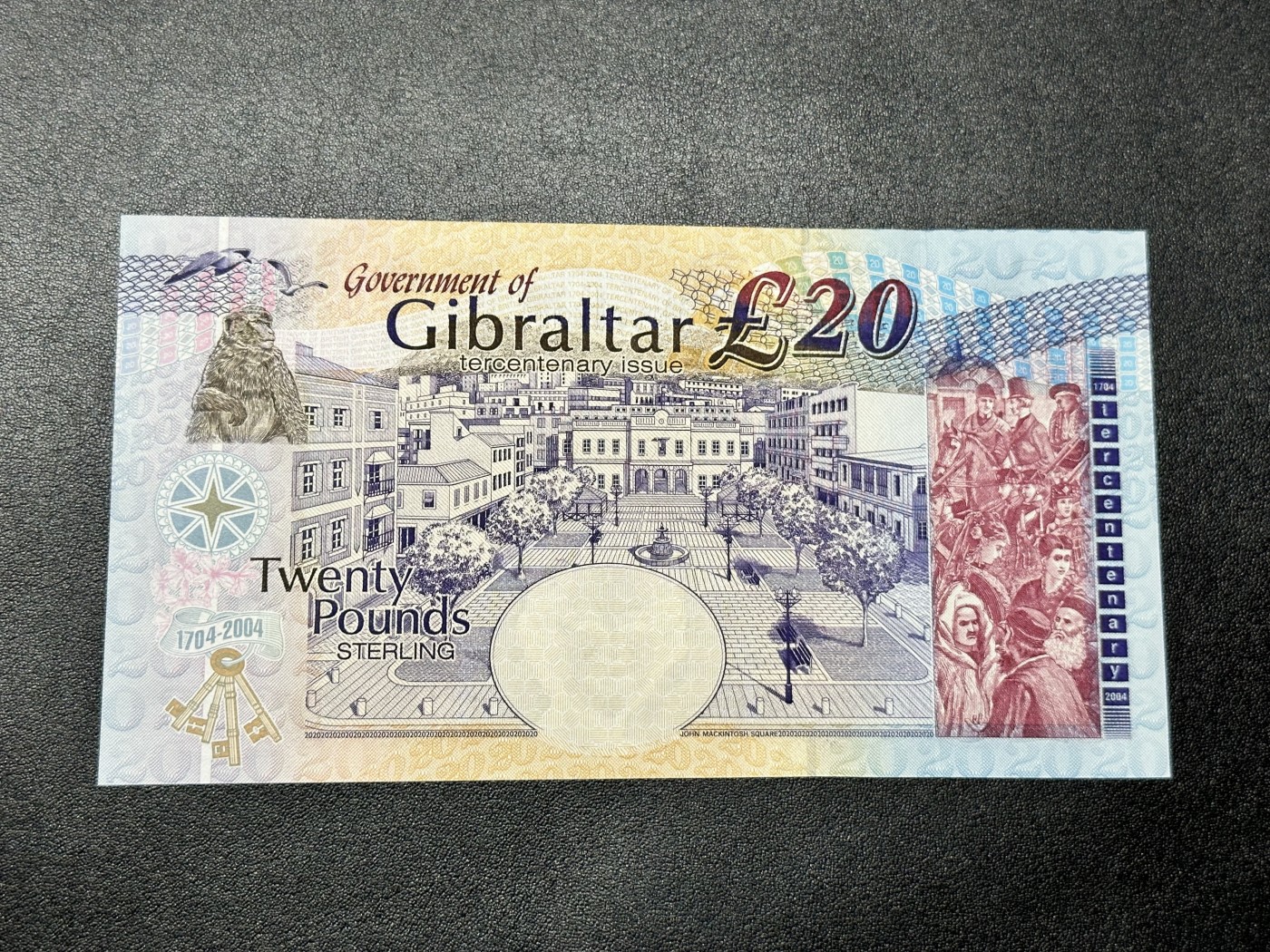 《外钞收藏家》第二百八十五期（连拍第二场）英国及英属专场 直布罗陀20镑纪念钞，CCC冠213号券 全新靓号